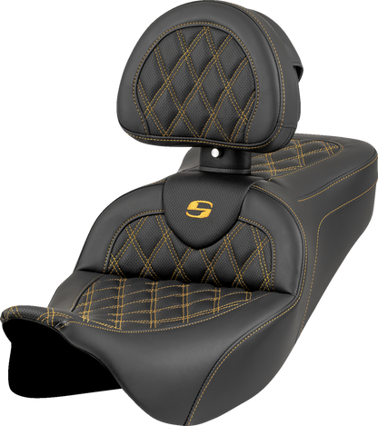 Saddlemen Roadsofa Gold Lattice Gel Seat & Backrest for 2008-2025 Harley Touring