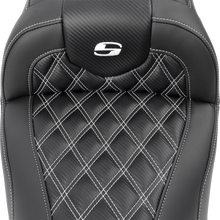Saddlemen Roadsofa Carbon Fiber White Lattice Gel Seat 2023-2026 Harley Touring