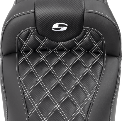 Saddlemen Roadsofa Carbon Fiber White Lattice Gel Seat 2023-2025 Harley Touring