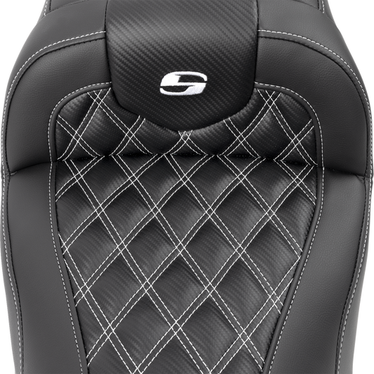 Saddlemen Roadsofa Carbon Fiber White Lattice Gel Seat 2023-2025 Harley Touring