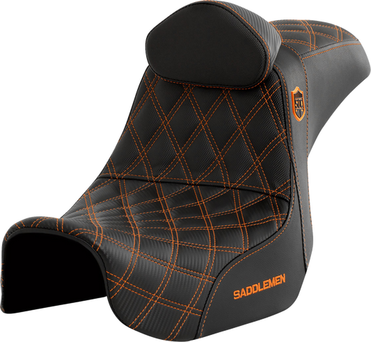 Saddlemen SDC Pro Series Orange Lattice Seat & Backrest fits 2006-17 Harley Dyna