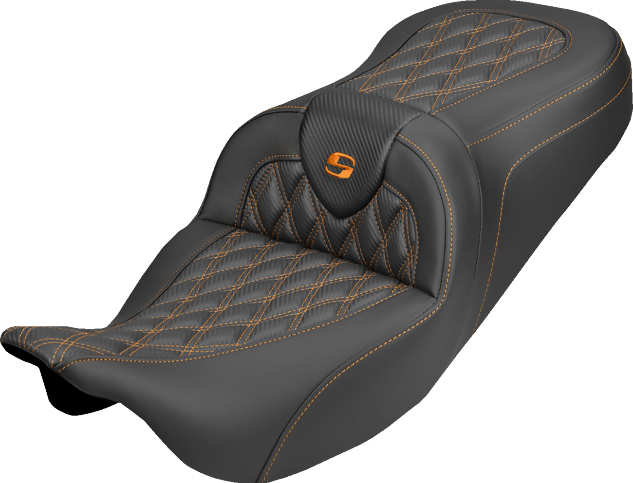 Saddlemen Roadsofa Orange Lattice Carbon Gel Seat fits 2008-2025 Harley Touring