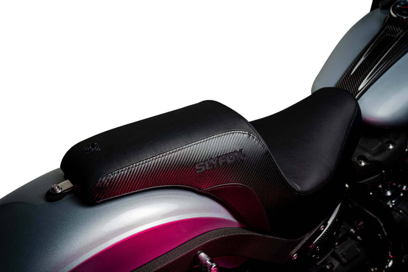 Slyfox Lowrider Smooth Carbon Fiber Seat fits 2018-2024 Harley Softail FXLR FLSB