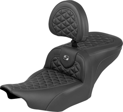 Saddlemen Roadsofa Gray Tri Gripper Seat & Backrest for 2023-2025 Harley Touring