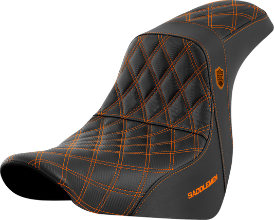 Saddlemen SDC Pro Series Orange Lattice Seat fits 2018-2024 Harley Softail FXLR