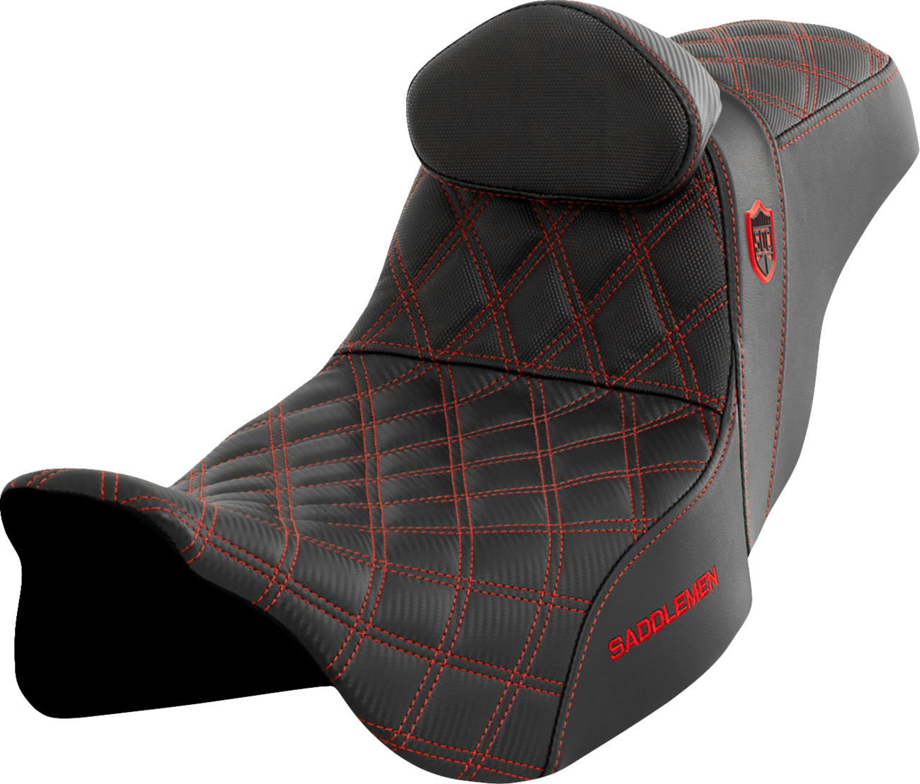 Saddlemen SDC Pro Series Red Lattice Seat & Backrest fits 2008-24 Harley Touring