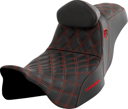 Saddlemen SDC Pro Series Red Lattice Seat & Backrest fits 2008-24 Harley Touring