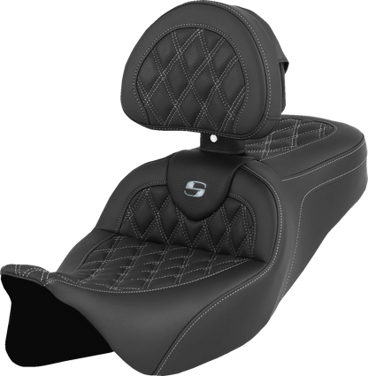 Saddlemen Roadsofa Silver Lattice Gel Seat & Backrest for 2008-24 Harley Touring