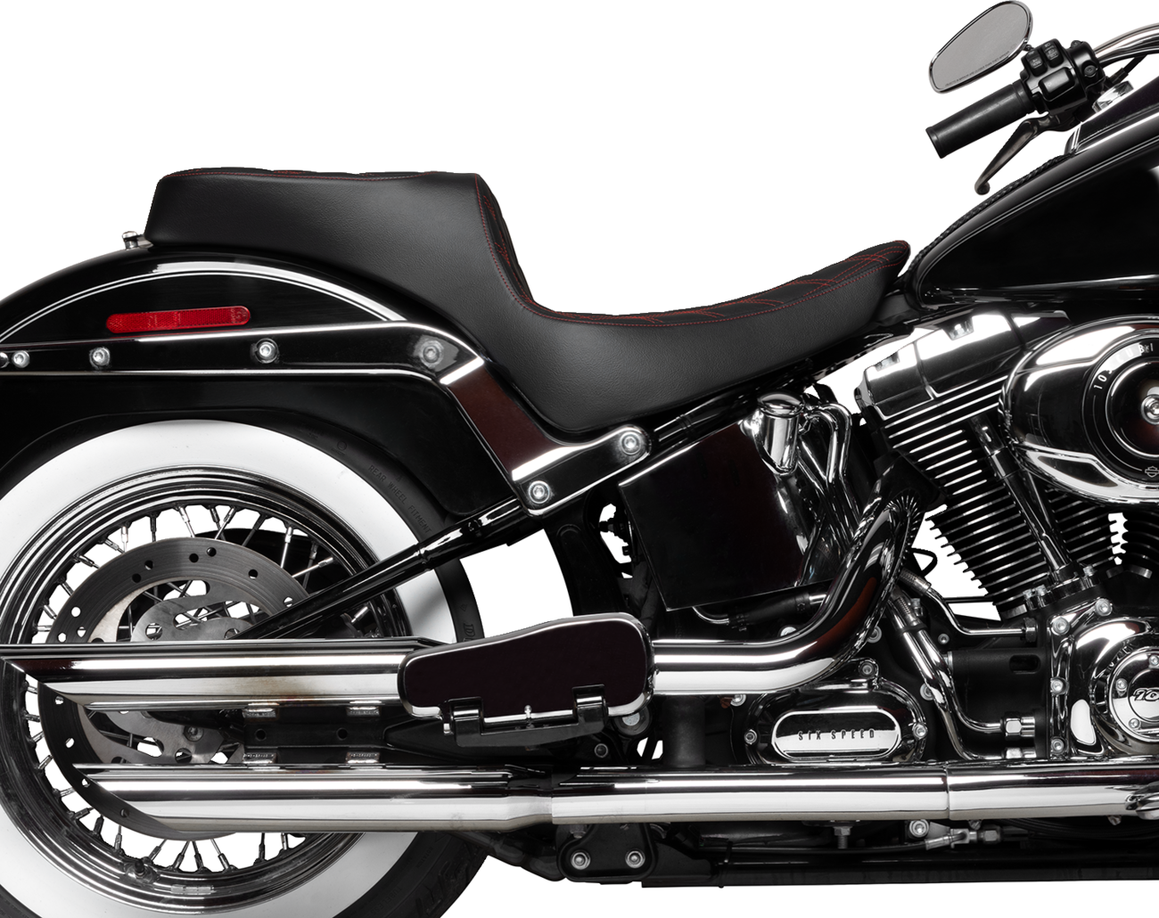 Drag Specialties Predator Red Diamond Seat 2000-2017 Harley Softail FLST FXST