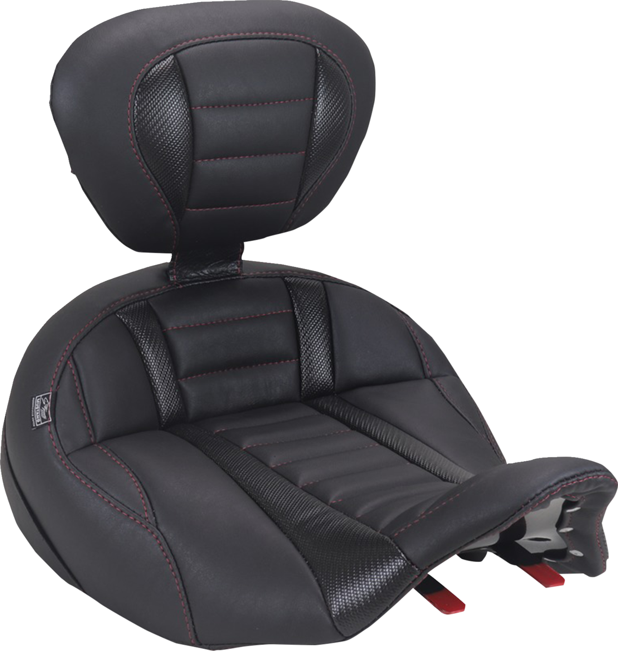 Mustang Deluxe Tour Red Stitch Solo Seat & Backrest for 2023-2026 Harley Touring