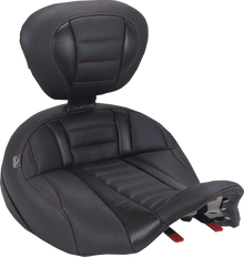 Mustang Deluxe Tour Red Stitch Solo Seat & Backrest for 2023-2026 Harley Touring