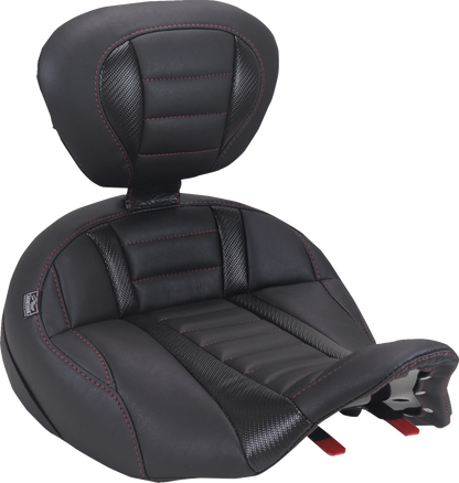 Mustang Deluxe Tour Red Stitch Solo Seat & Backrest for 2023-2026 Harley Touring