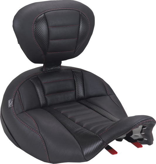 Mustang Deluxe Tour Red Stitch Solo Seat & Backrest for 2023-2026 Harley Touring