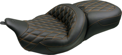 Mustang Super Tour Brown Diamond Stitch Seat for 23-26 Harley Street Road Glide