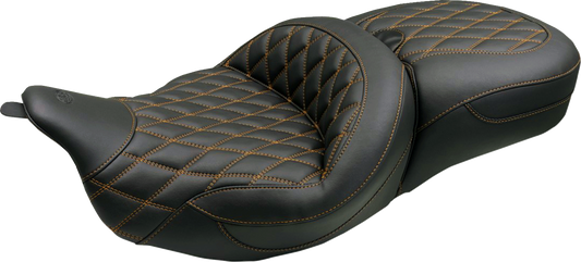 Mustang Super Tour Brown Diamond Stitch Seat for 23-26 Harley Street Road Glide