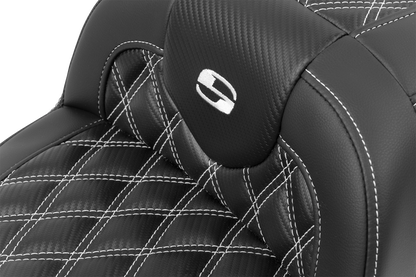 Saddlemen Roadsofa Carbon Fiber White Lattice Gel Seat 2023-2025 Harley Touring