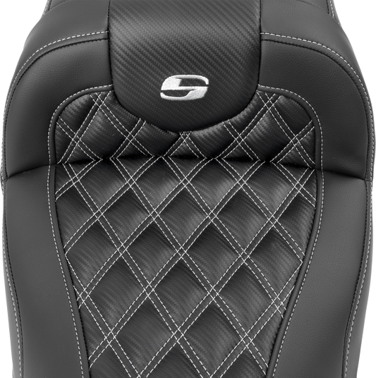 Saddlemen Roadsofa Carbon Fiber Silver Lattice Gel Seat 2023-2025 Harley Touring