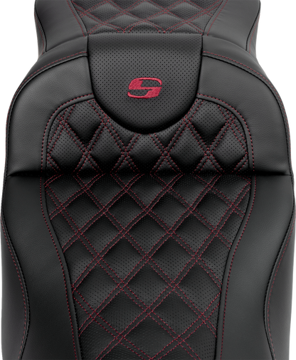 Saddlemen Roadsofa Burgandy Lattice Extended Gel Seat for 2008-24 Harley Touring
