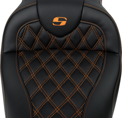 Saddlemen Roadsofa Orange Lattice Gel Seat & Backrest for 2008-24 Harley Touring