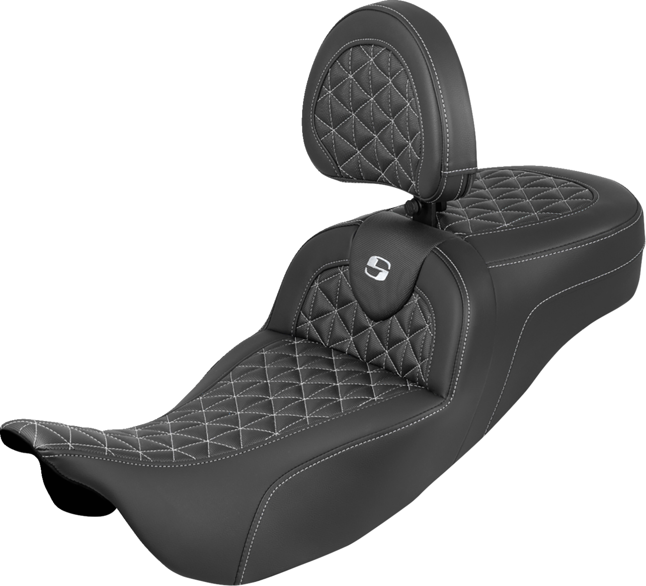 Saddlemen Roadsofa White Tri Extended Seat & Backrest for 2008-24 Harley Touring