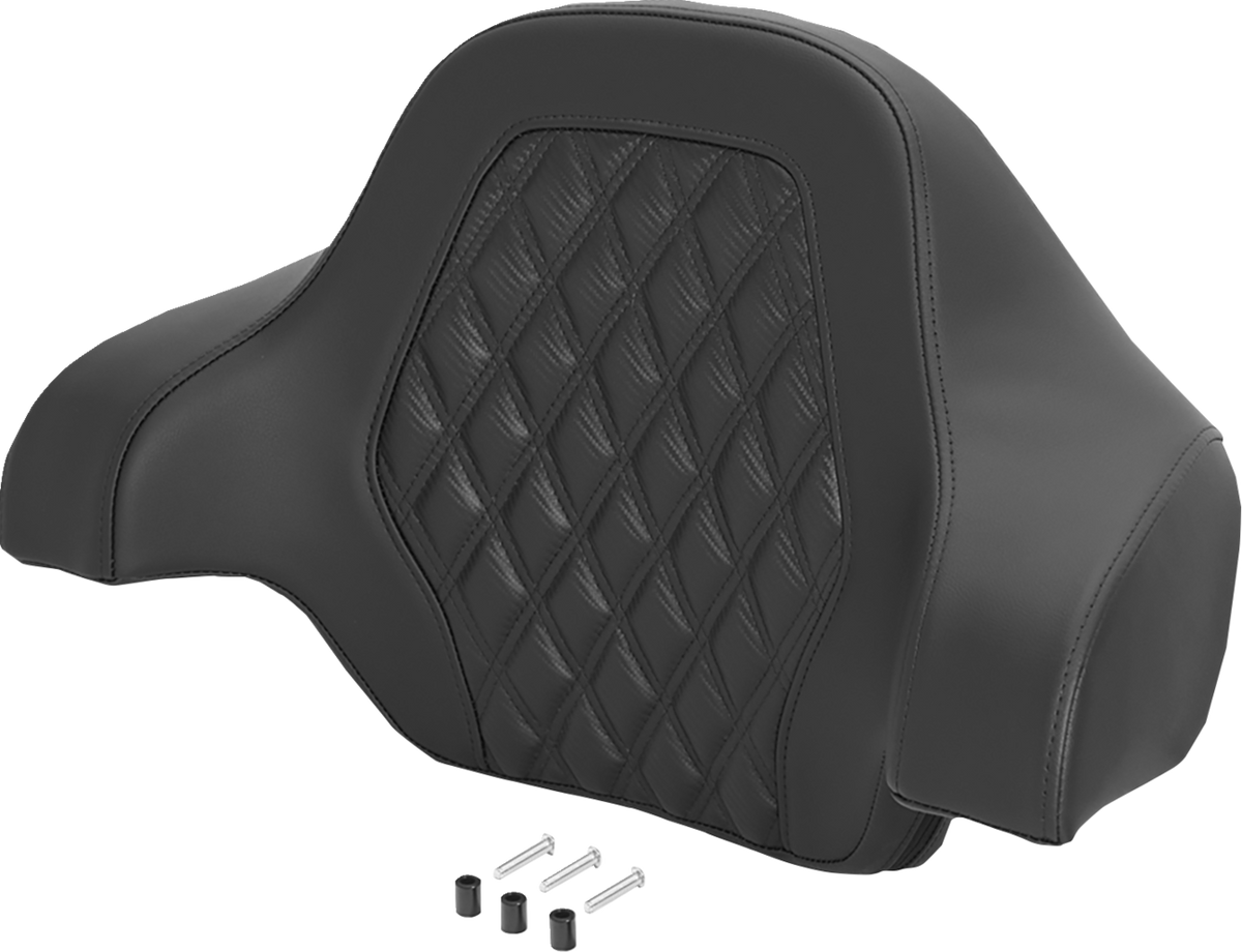 Saddlemen Black Carbon Lattice Deluxe Sissy Bar Tour Pack Backrest for Harley