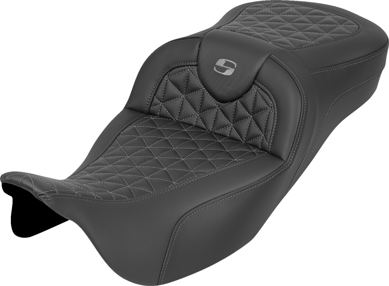 Saddlemen Roadsofa Gray Tri Gripper Extended Seat for 2008-2024 Harley Touring