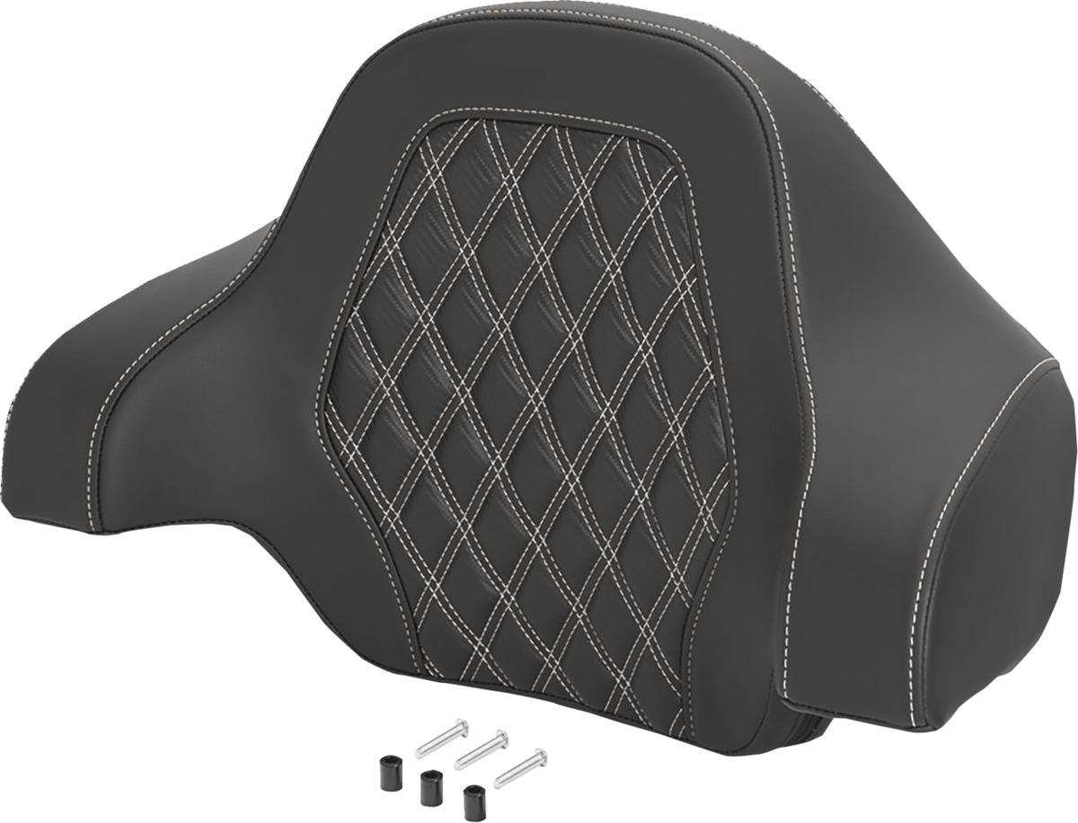 Saddlemen White Carbon Lattice Deluxe Sissy Bar Tour Pak Backrest Pad for Harley