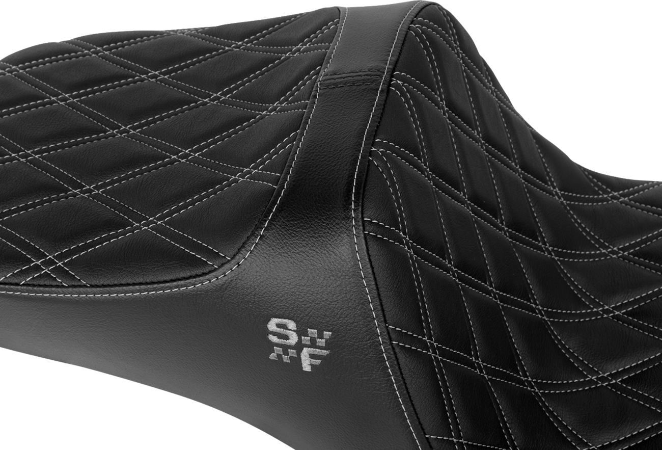 Slyfox Chariot Silver Diamond Seat fits 2018-2026 Harley Softail Low Rider FXLR