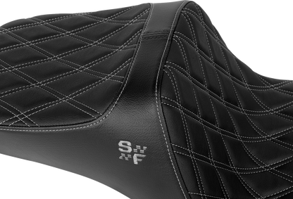 Slyfox Chariot Silver Diamond Seat fits 2018-2026 Harley Softail Low Rider FXLR