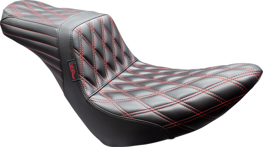 Le Pera Tailwhip Red Diamond Stitch Seat fits 2018-2026 Harley Softail FXLR FLSB