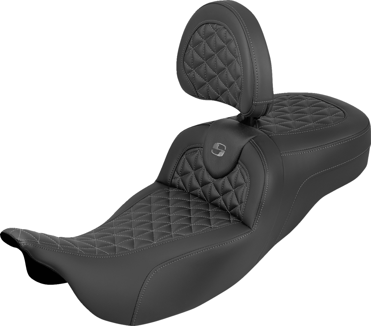 Saddlemen Roadsofa Gray Tri Grip Extended Seat Backrest 2008-2025 Harley Touring