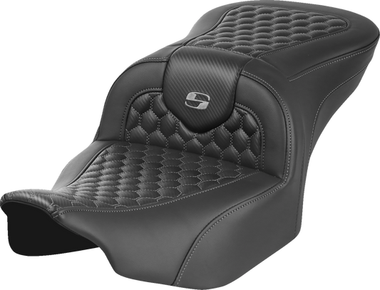 Saddlemen Roadsofa Gray Honeycomb Stitch Gel Seat for 2023-2024 Harley Touring