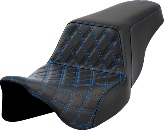 Saddlemen Step-Up Blue Lattice Stitch Gelcore Seat for 2008-2024 Harley Touring