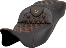 Saddlemen Roadsofa Orange Lattice Extended Gel Seat for 2008-2025 Harley Touring
