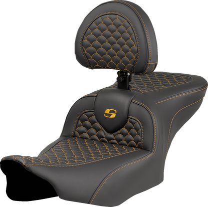 Saddlemen Roadsofa Gold Stitch with Backrest Seat fits 2023-2026 Harley Touring