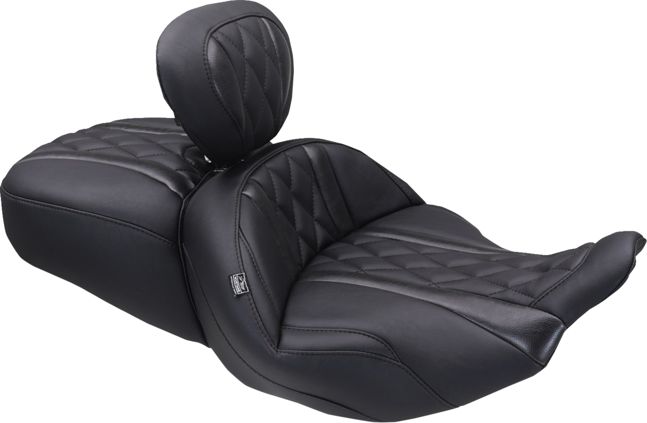 Mustang Deluxe Tour Black Diamond Driver Backrest for 2023-2026 Harley Touring