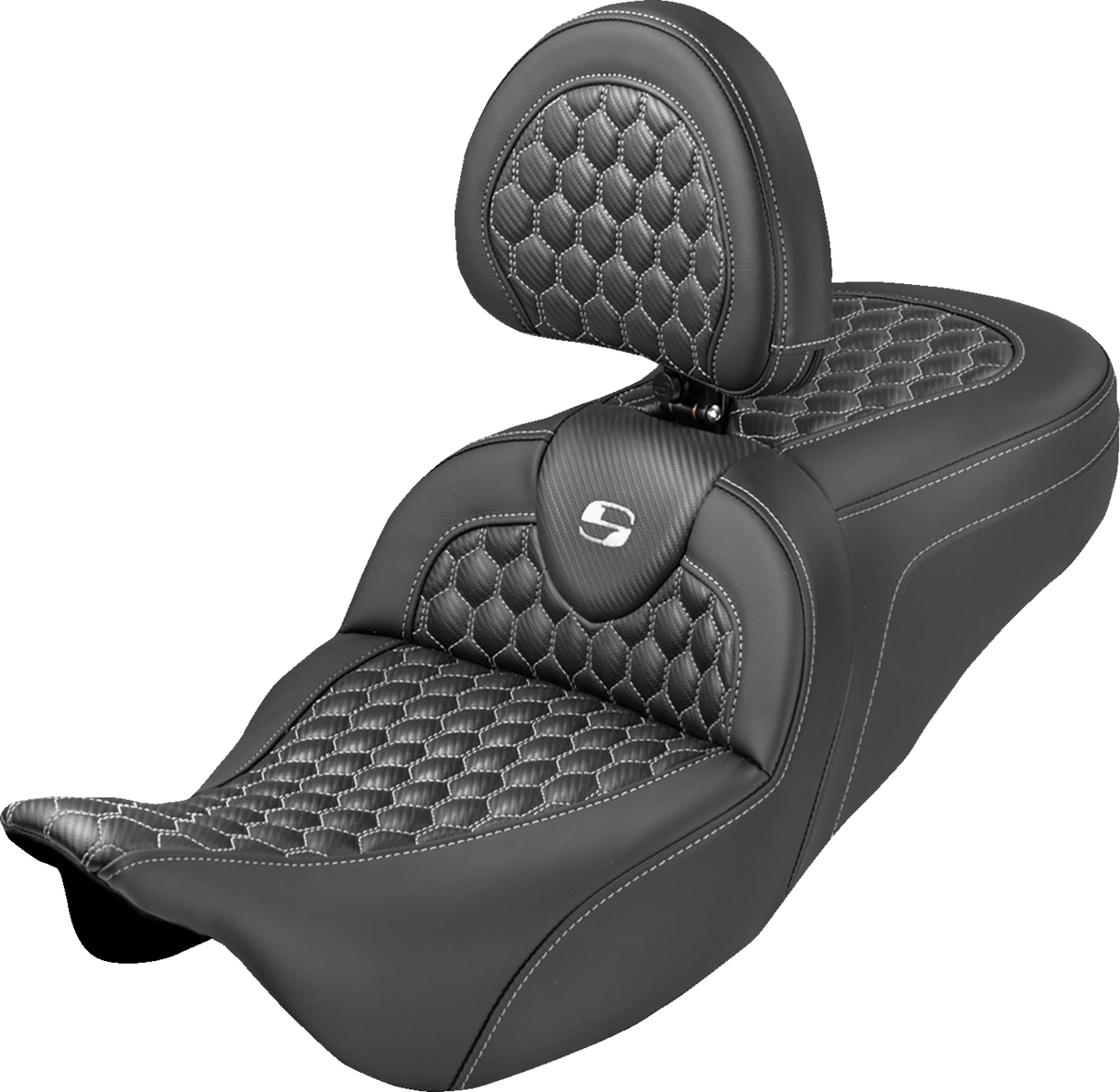Saddlemen Roadsofa White Honeycomb Extended Seat & Backrest 08-25 Harley Touring