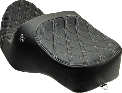 Slyfox Chariot Silver Diamond Stitch Seat fits 2009-2025 Harley Touring FLH FLT