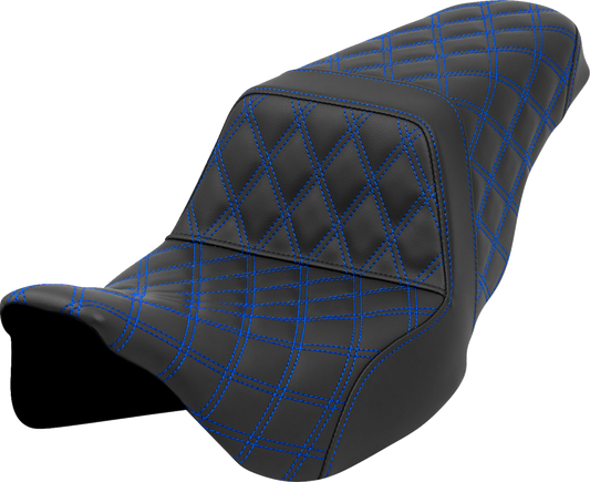 Saddlemen Step Up Full Blue Lattice Gelcore Seat fits 2008-2024 Harley Touring