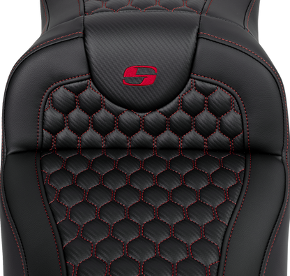 Saddlemen Roadsofa Red Honeycomb Extended Gel Seat for 2008-2025 Harley Touring