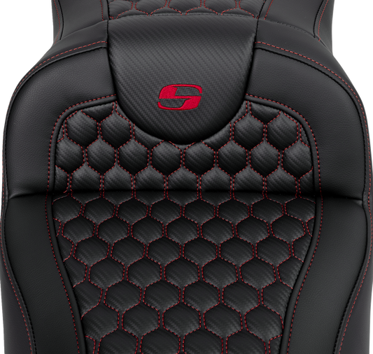Saddlemen Roadsofa Red Honeycomb Extended Gel Seat for 2008-2025 Harley Touring