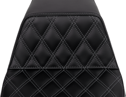 Saddlemen Step-Up Dark Gray Lattice Stitch Gel Seat for 2008-2024 Harley Touring