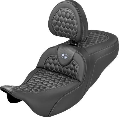Saddlemen Roadsofa Silver Honeycomb Seat & Backrest for 2008-2025 Harley Touring