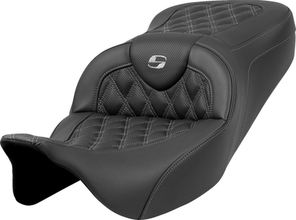 Saddlemen Roadsofa Dark Gray Lattice Stitch Gel Seat for 2008-24 Harley Touring