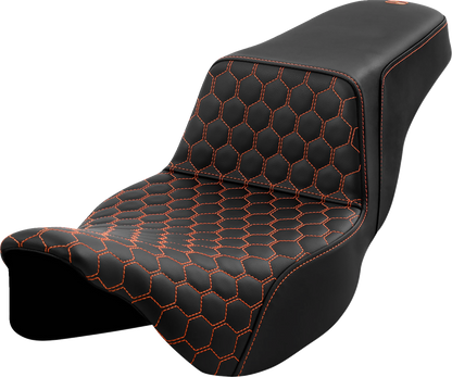 Saddlemen Step Up Orange Honeycomb Extended Gel Seat fits 2008-25 Harley Touring