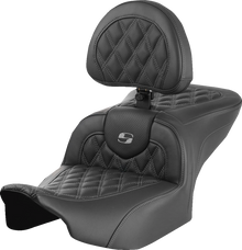 Saddlemen Roadsofa Gray Lattice Gel Seat w/ Backrest 2023-2026 Harley Touring