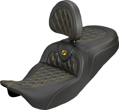 Saddlemen Roadsofa Gold Lattice Carbon Seat & Backrest for 08-25 Harley Touring