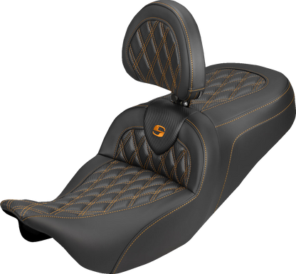 Saddlemen Roadsofa Orange Lattice Carbon Seat Backrest for 08-25 Harley Touring