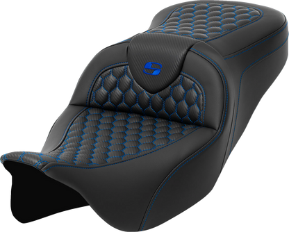 Saddlemen Roadsofa Blue Honeycomb Stitch Gel Seat fits 2008-2025 Harley Touring