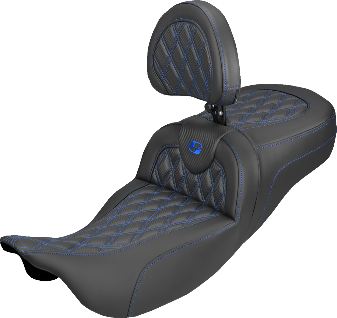 Saddlemen Roadsofa Blue Lattice Extended Seat & Backrest 2008-25 Harley Touring